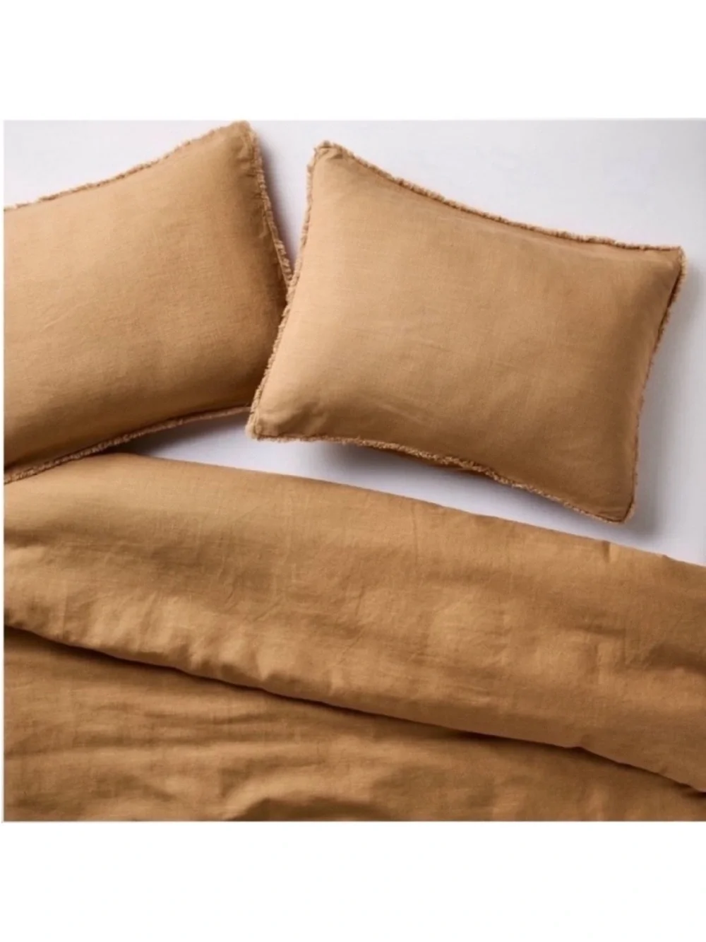 NWT King/California King Heavyweight Linen Blend Comforter & Sham Set Warm Brown